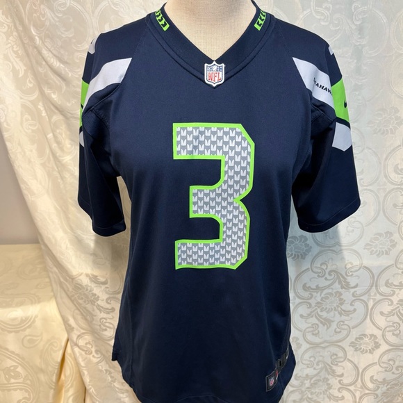 Seattle Seahawks NFL Navy and Green On-Field Jersey #3 Wilson, unisex size L - Picture 10 of 13